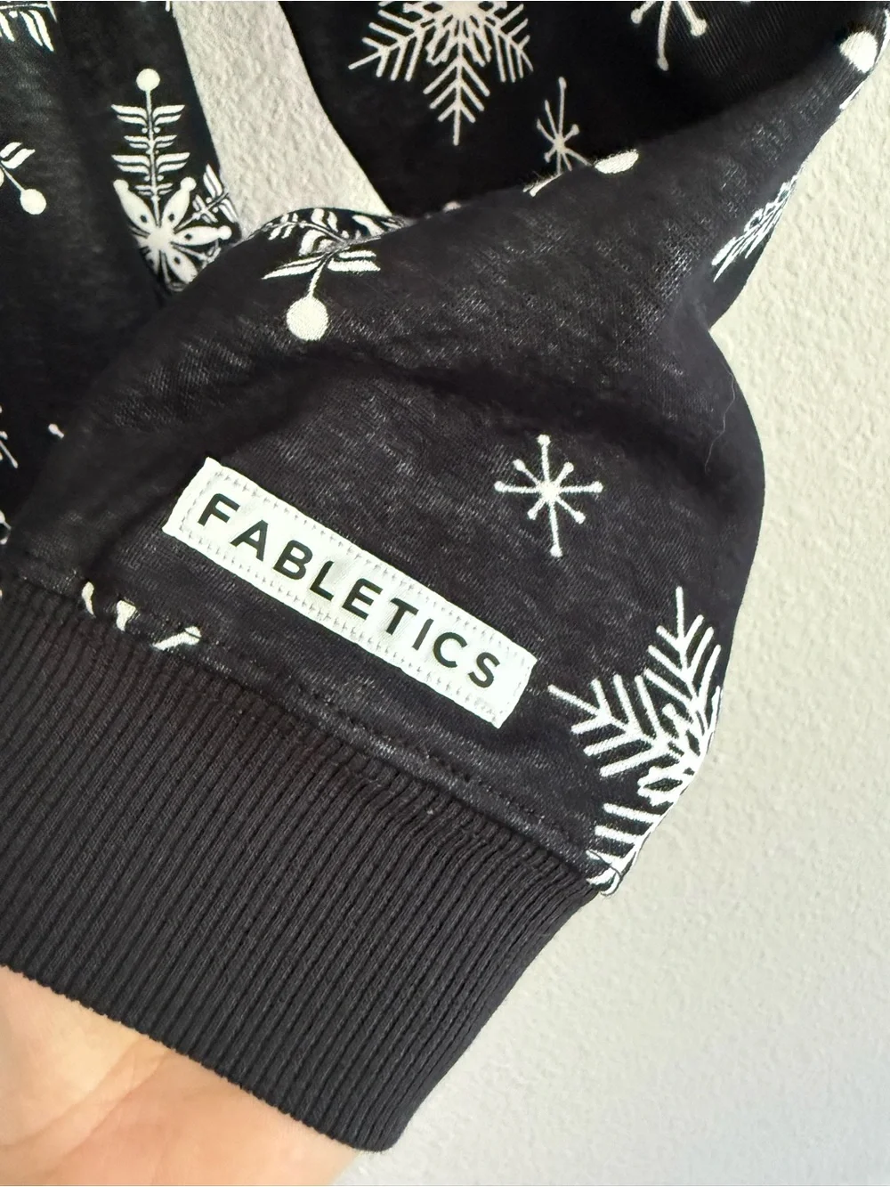 Fabletics Snowflake Print Fleece Jumpsuit Onesie Size Medium